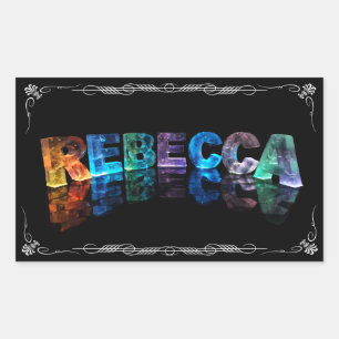 Der Name Rebecca in 3D-Leuchten (Foto) Rechteckiger Aufkleber