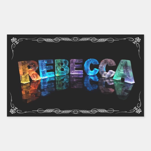Der Name Rebecca in 3D-Leuchten (Foto) Rechteckiger Aufkleber (Vorderseite)