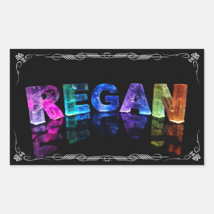 Der Name Regan in 3D-Leuchten (Foto) Rechteckiger Aufkleber