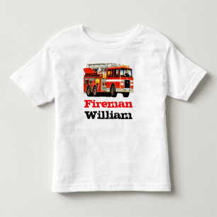 Der Name-roter Feuerwehrmann-Feuer-LKW des Kindes Kleinkind T-shirt