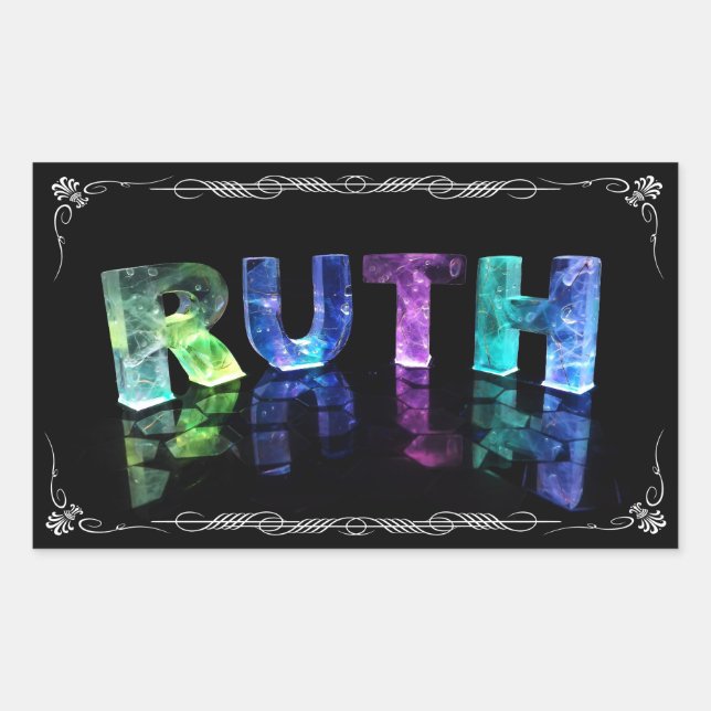 Der Name Ruth in 3D-Leuchten (Foto) Rechteckiger Aufkleber (Vorderseite)
