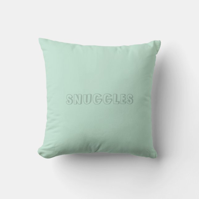 Der Name "Snuggles" ist ein Minzgrün aus Meeresfrü Kissen (Vorderseite)