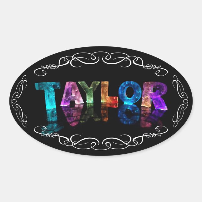 Der Name Taylor - Name in Lights (Foto) Ovaler Aufkleber (Vorderseite)