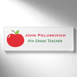 Der Name-Umbau roten Apple-Lehrers Namenschild
