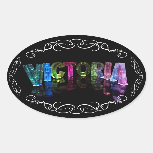 Der Name Victoria - Name in Lights (Foto) Ovaler Aufkleber (Vorderseite)