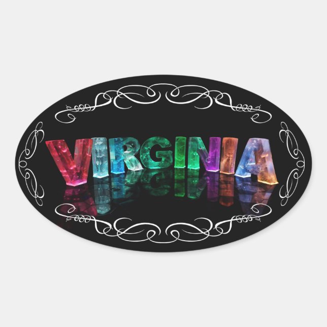 Der Name Virginia - Name in Lights (Foto) Ovaler Aufkleber (Vorderseite)