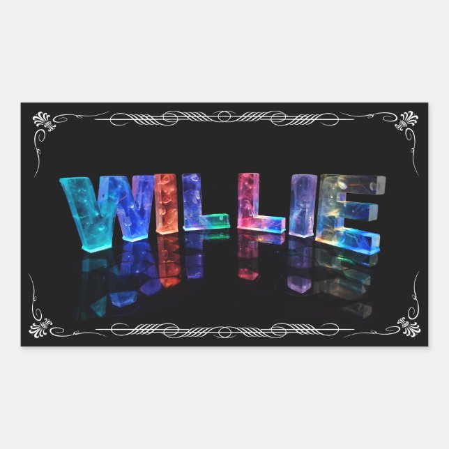 Der Name Willie - Name in Lights (Foto) Rechteckiger Aufkleber (Vorderseite)