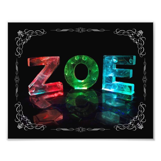 Der Name Zoe - Name in Lights (Foto) Fotodruck (Vorne)
