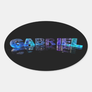 Der Namensgabriel in 3D beleuchtet (Fotografie) Ovaler Aufkleber