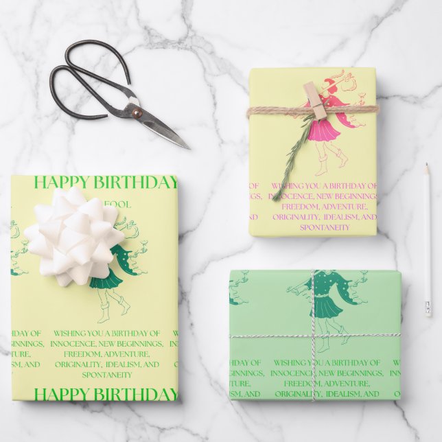 "Der Narr" Tarot Ich Geburtstag Geschenkpapier Set (Vorderseite)