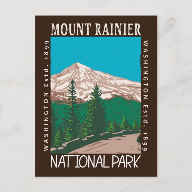 Der Nationalpark Rainier Vintag erschüttert Postkarte (Vorderseite)