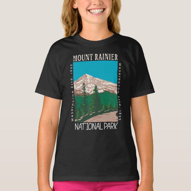 Der Nationalpark Rainier Vintag erschüttert T-Shirt (Vorderseite)