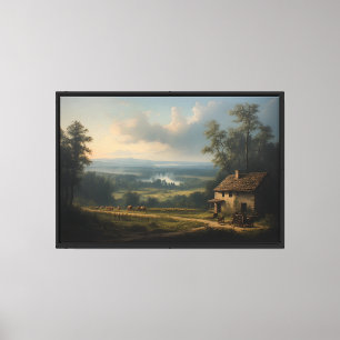 Der Nebel über dem Morgens-Weinberg Leinwanddruck