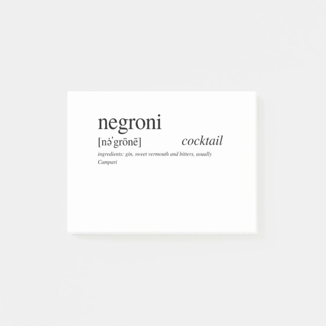 Der Negroni - Italiens Lieblingscocktail Post-it Klebezettel (Vorderseite)