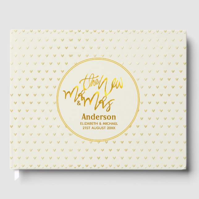 Der neue Herr und Frau (Name, Datum) Wedding Gold  Gästebuch (Vorderseite)