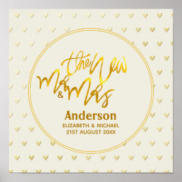 Der neue Herr und Frau (Name, Datum) Wedding Gold  Poster