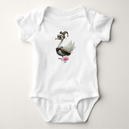 Der neugierige Uhrwerk-Schwan. Baby Strampler