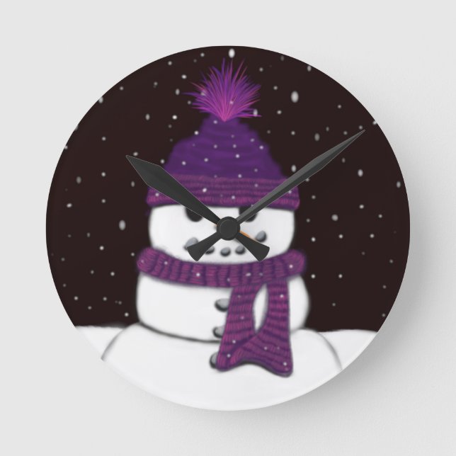 Der Niedliche arsenlose Schneemann Runde Wanduhr (Vorderseite)