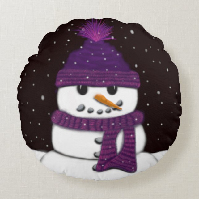 Der Niedliche arsenlose Schneemann Rundes Kissen (Vorderseite)