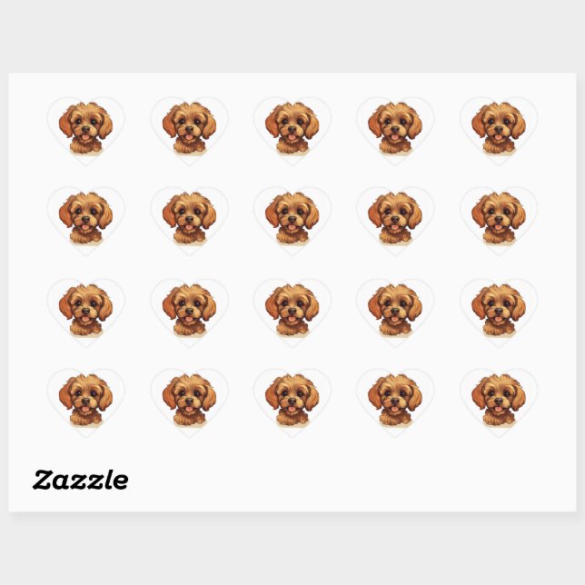 Der niedliche Cavapoo Hund für Aufkleber! Herz-Aufkleber (Blatt)