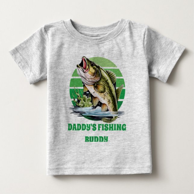Der niedliche Daddy's Fishing Buddy fügt Textjunge Baby T-shirt (Vorderseite)