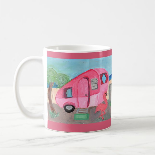 Der Niedliche Pink Fifties Beach Trailer Kaffeetasse (Links)