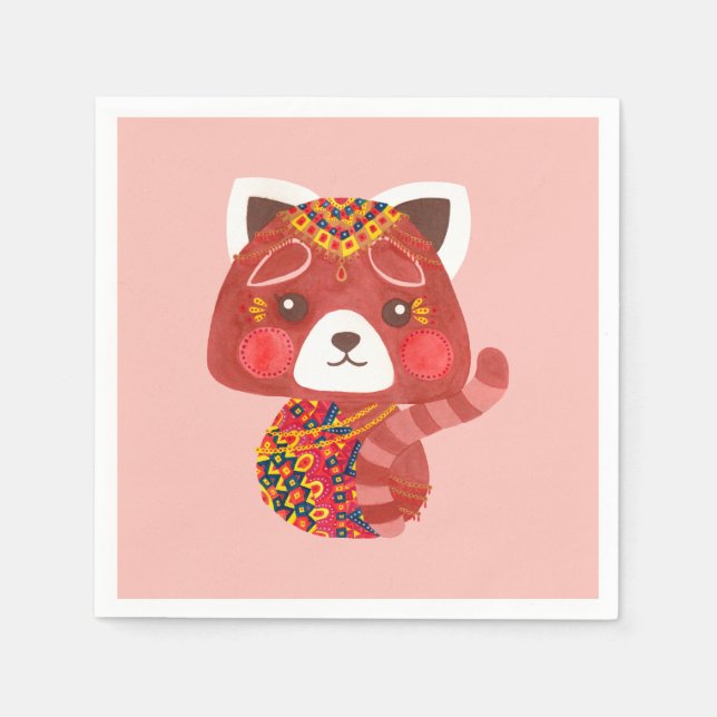 Der Niedliche rote Panda Serviette (Vorderseite)