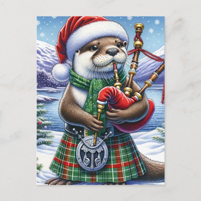Der Niedliche schottische Weihnachtstotter Postkarte (Vorderseite)