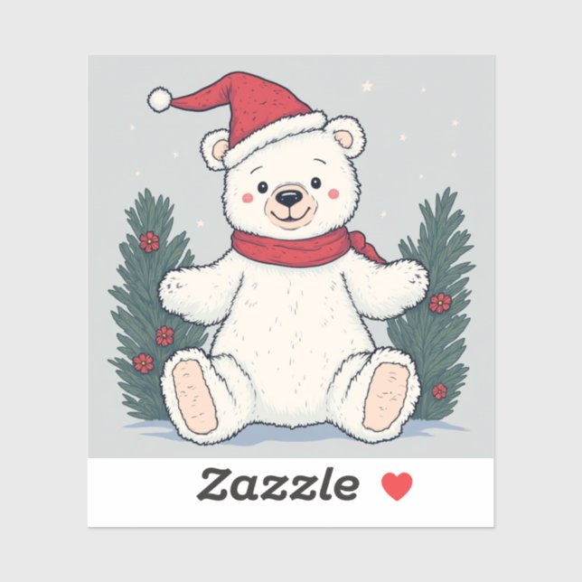 Der Niedliche Weihnachtsbärensticker Aufkleber (Blatt)