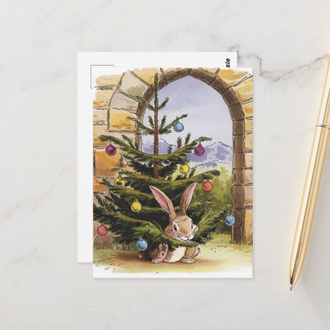 Der Niedliche Weihnachtsblitz bricht den Baum Postkarte (Vorderseite/Rückseite Beispiel)