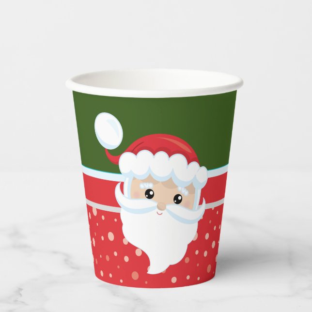 Der niedliche Weihnachtsmann sieht sich den tradit Pappbecher (Vorderseite)