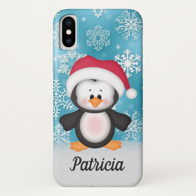 Der niedliche WeihnachtsPenguin addieren Namen Case-Mate iPhone Hülle (Rückseite)
