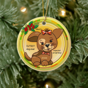 Der Niedliche Welpenhund des Weihnachtsmanns Keramik Ornament