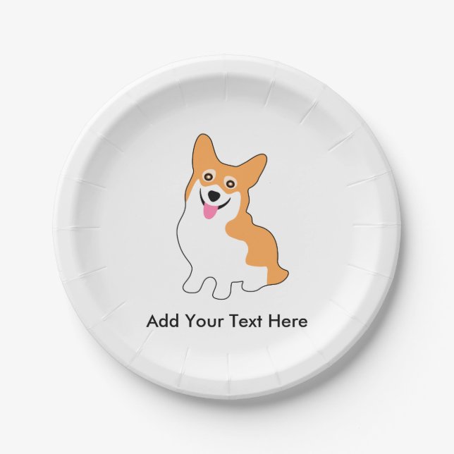 Der niedliche zeichnende Corgi - addieren Sie Pappteller (Vorderseite)