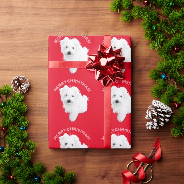 Der Niedlichste maltesische Welpenhund je Weihnach Geschenkpapier (Feiertagsgeschenk)