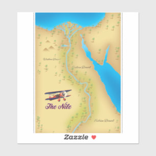 Der Nil im Vintage-Stil alter Kartenposter Aufkleber