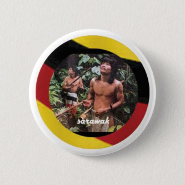 Der nomadische Eingeborene von Borneo-Insel Button (Vorderseite)