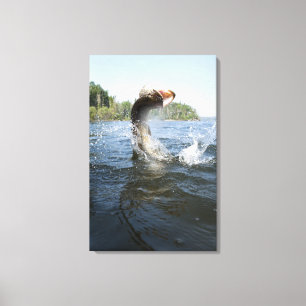 Der nördliche Pike sprang aus dem Wasser in einem  Leinwanddruck