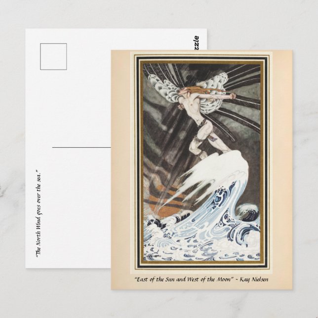 Der Nordwind überquert das Meer Kay Nielsen Postkarte (Vorne/Hinten)
