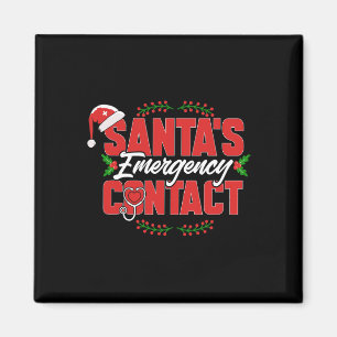 Der Notkontakt des Weihnachtsmanns. Krankenschwest Magnet