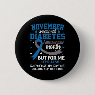Der November ist Monat blau und grau für Diabetes Button