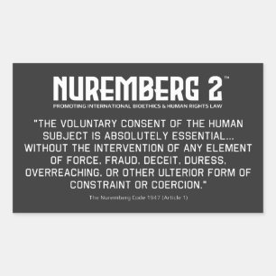 Der Nürnberger Code 1947 A. 1 rechteckige Aufklebe Rechteckiger Aufkleber