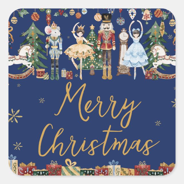 Der Nutcracker Vintage Christmas Square Quadratischer Aufkleber (Vorderseite)
