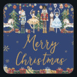 Der Nutcracker Vintage Christmas Square Quadratischer Aufkleber<br><div class="desc">Festigen Sie die Nutcracker-Aufkleber. Personalisieren Sie es mit Ihrer eigenen Formulierung. c) Somerset Fine Paperie</div>