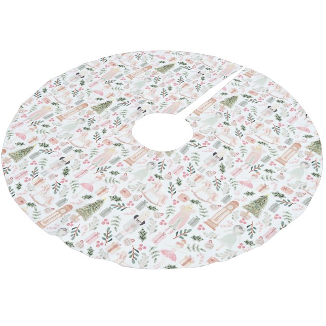 Der Nutcracker Wasserfarbenurlaub Pinushed Polyest Polyester Weihnachtsbaumdecke (Schrägansicht)