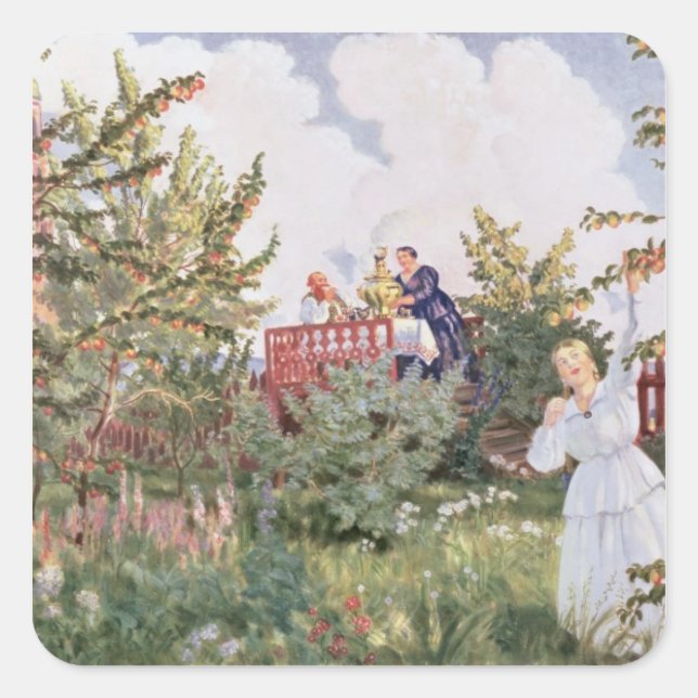 Der Obstgarten 1918 Quadratischer Aufkleber (Vorderseite)