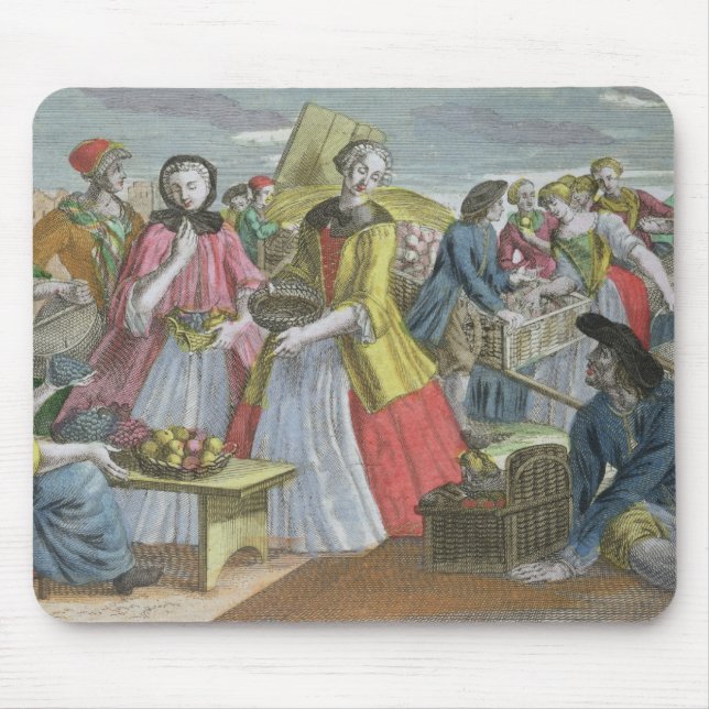 Der Obstmarkt (farbiger Stich) Mousepad (Vorne)