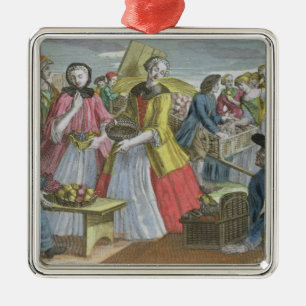 Der Obstmarkt (farbiger Stich) Ornament Aus Metall