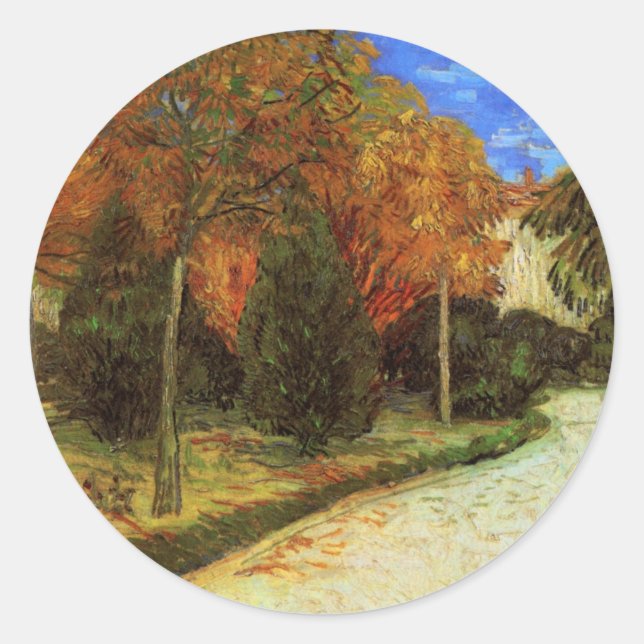 Der öffentliche Park in Arles von Vincent van Gogh Runder Aufkleber (Vorderseite)
