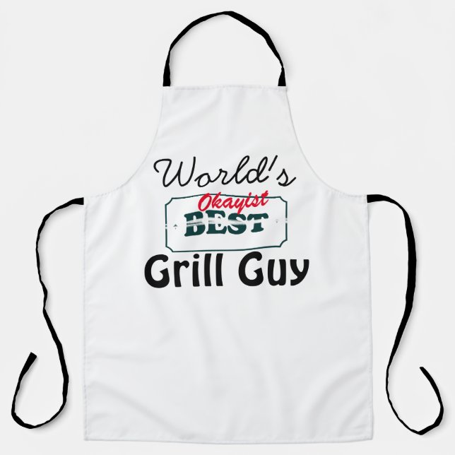 Der "okay" Grill-Typ der Welt Funny Men's Long Sch Schürze (Vorderseite)